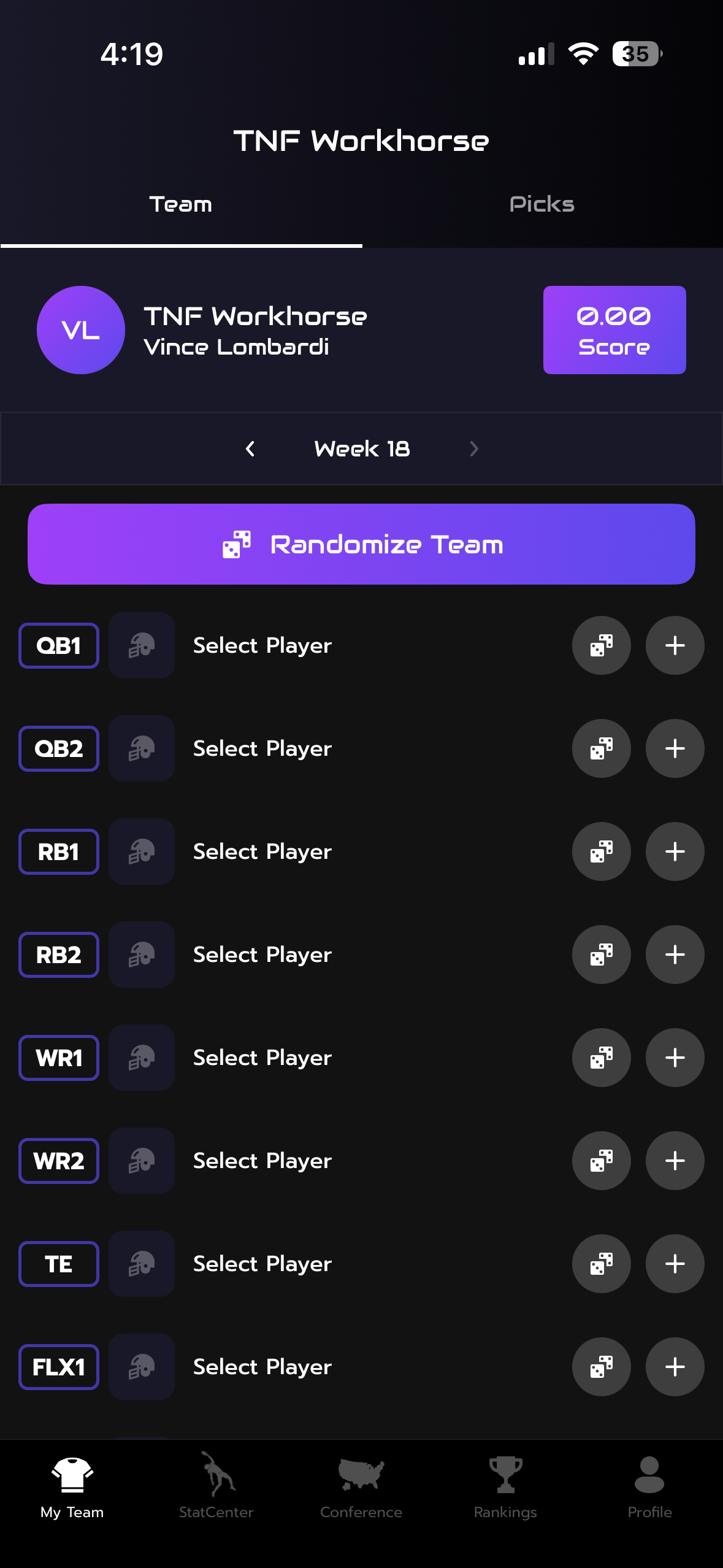 Fantasy+ App Interface